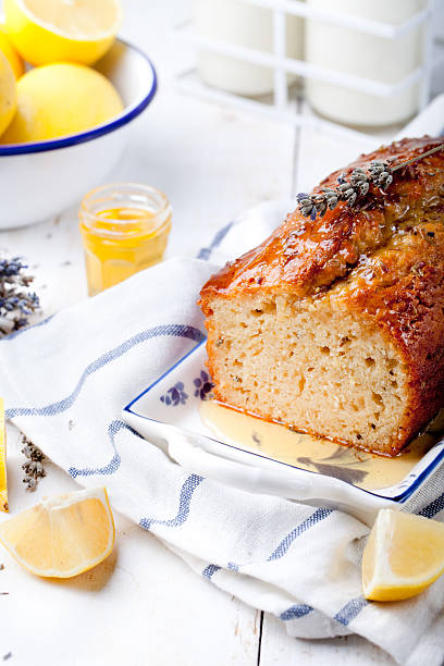 istock Lavender, lemon cake with fresh lemons and lavender flowers 495835286