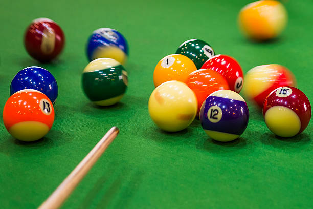 istock Carom billiards straight single shot 495837812