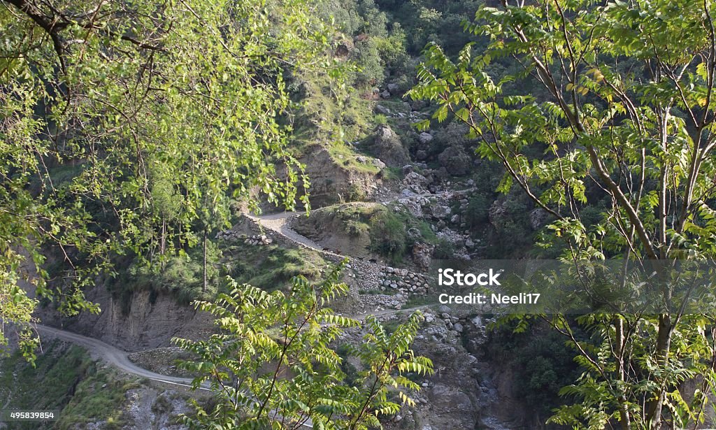 Zigzag path A zigzag path cut out in a hill in Harnui, Abbottabad. This beautiful path does not ruin, but adds to the natural beauty of the place. 2015 Stock Photo