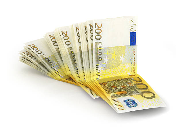 istock Pile of 200 euro notes isolated on white 495840380