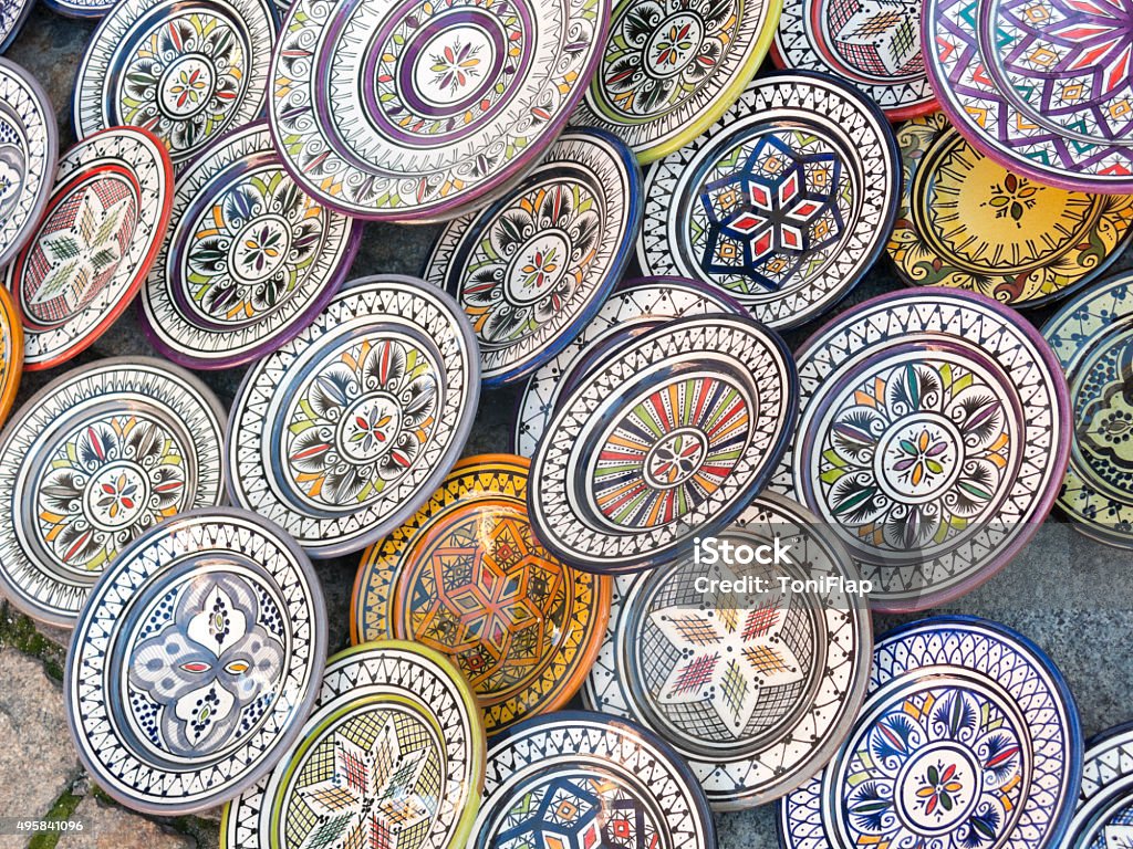 Sale of ceramic, typical in Morocco. Sale of ceramic, typical of Morocco. 2015 Stock Photo