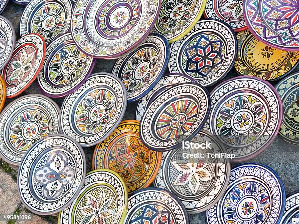 Sale Of Ceramic Typical In Morocco Stock Photo - Download Image Now - 2015, Africa, African Culture