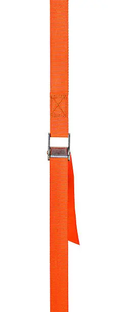 Photo of Orange cam buckle strap on a white background