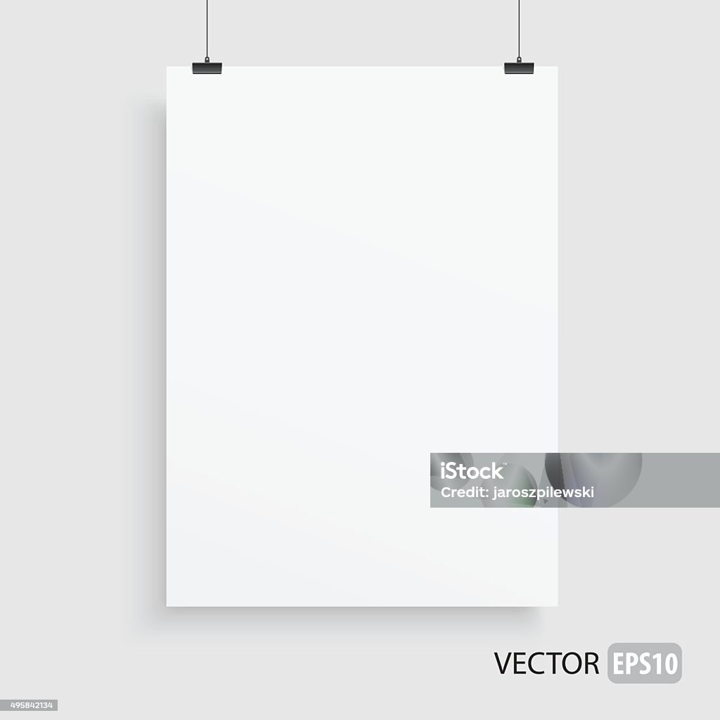 Rectangle white frame haning on two lines. Rectangle vertical white frame hanging on two lines. Blank stock vector