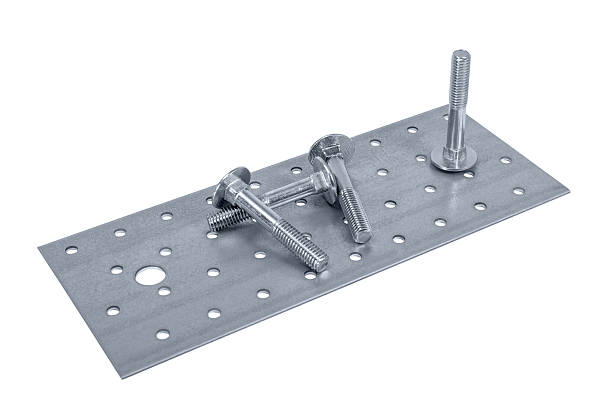 istock Perforated metal sheet and screw (bolt) nuts 495842552