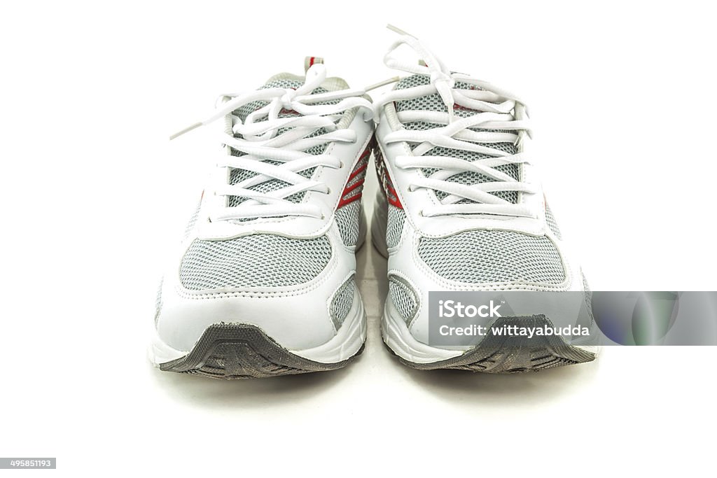 Close up sneakers Close up sneakers isolated on white background Blue Stock Photo