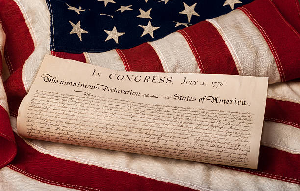 istock Declaration of Independence on an American flag 495851637