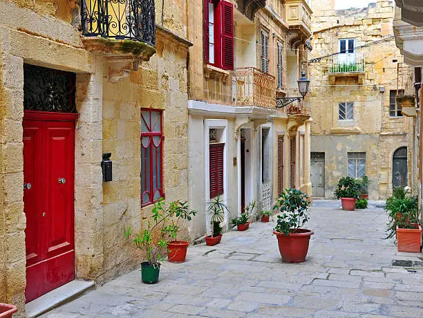 Colorful patio in Valletta, Malta