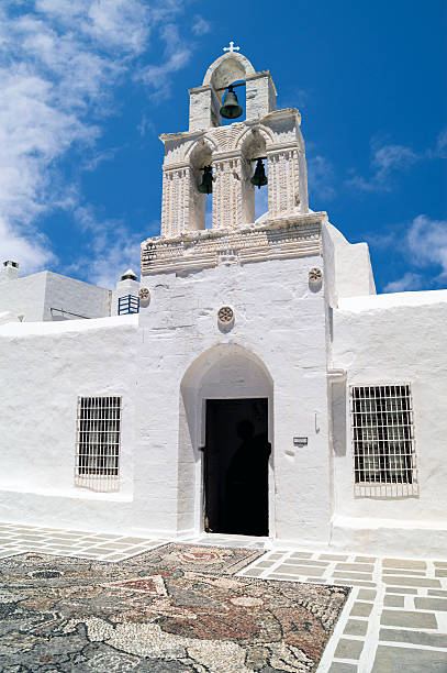 istock Belfry at blue sky on Sifnos island, Greece 495853525