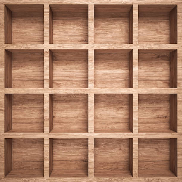 空の木製の棚 - shelf bookshelf empty box ストックフォトと画像