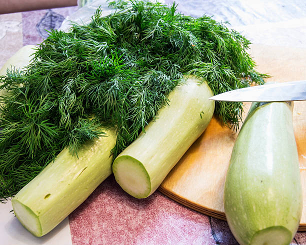 Squash on a cutting board stock photo