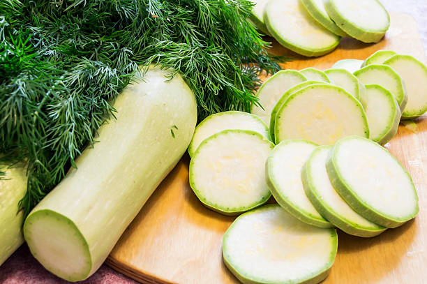 Squash on a cutting board stock photo