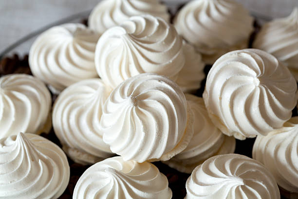 French vanilla meringue cookies stock photo