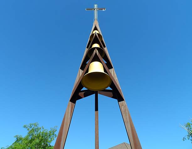 chiesa bell tower - lake angelus foto e immagini stock