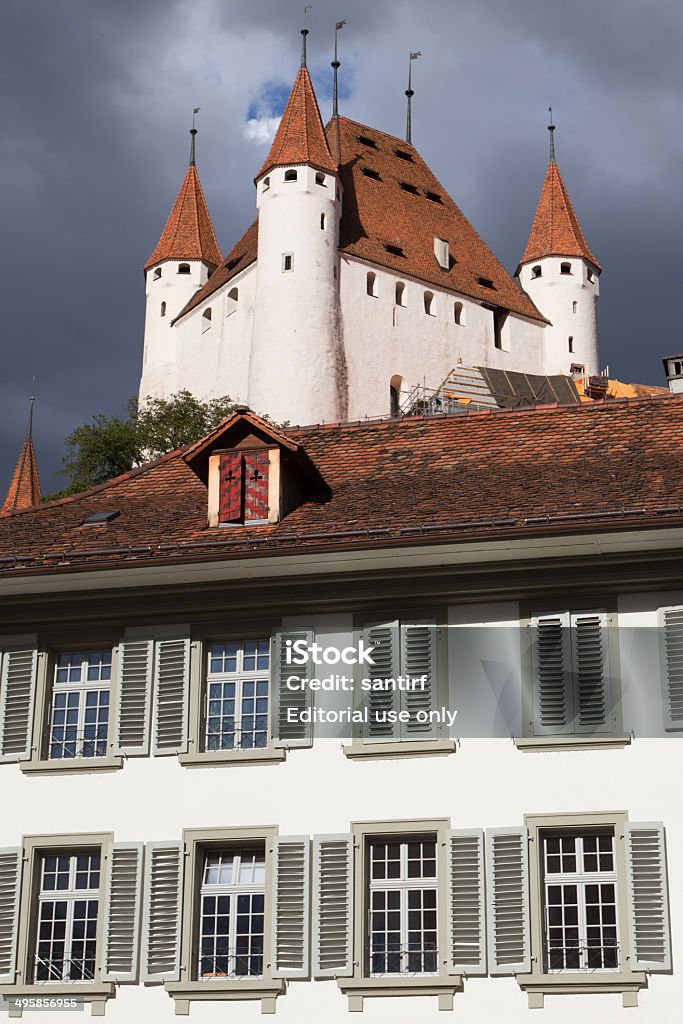 Thun Castle from the City Hall Thun, Switzerland - August 19, 2013: Castle of Thun from the City Hall, Berne Canton, Switzerland. Bern Canton Stock Photo