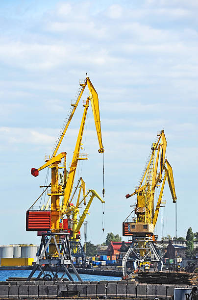 istock Port cargo crane 495858175
