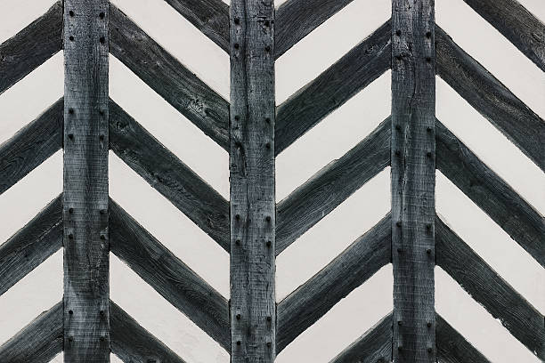 Tudor house wall half timber strong wood  zig zag shape