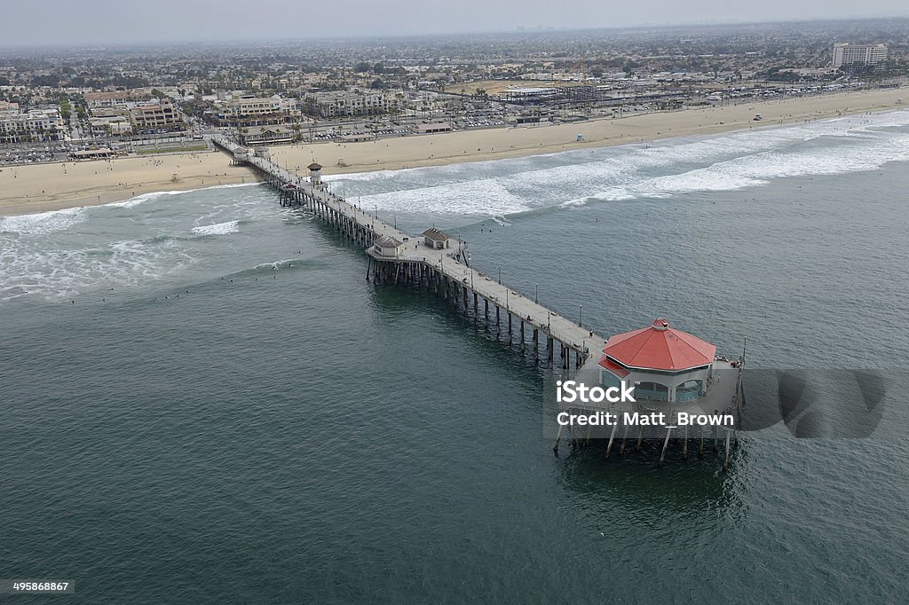 Huntington Beach Pier An aerial  photo of Huntington Beach pier in (Orange county, California). Huntington Beach - California Stock Photo