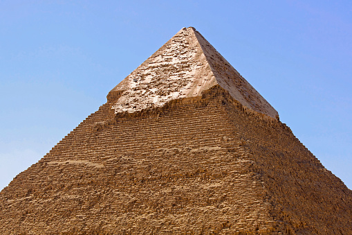 Top of Khafre pyramid at sunny day.