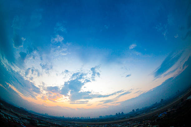 Sunset glow Sunset, fisheye view fish eye lens stock pictures, royalty-free photos & images