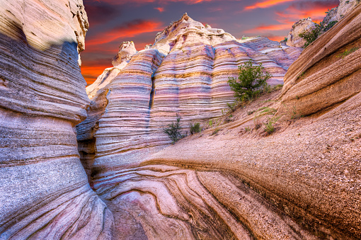 There is a small area of intensely twisted and misshapen red sandstone fins and hoodoos atop a bluff in the southern portion of the recently established (2016) Gold Butte National Monument in eastern Nevada that beggars the imagination.  The photographer has explored the deserts of Utah, Nevada, Arizona, and California, and has seen nothing to compare with Little Finland.
