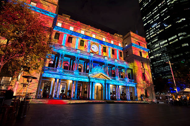 celniczy dom, sydney.  vivid święto - vivid sydney entertainment australia entrance zdjęcia i obrazy z banku zdjęć