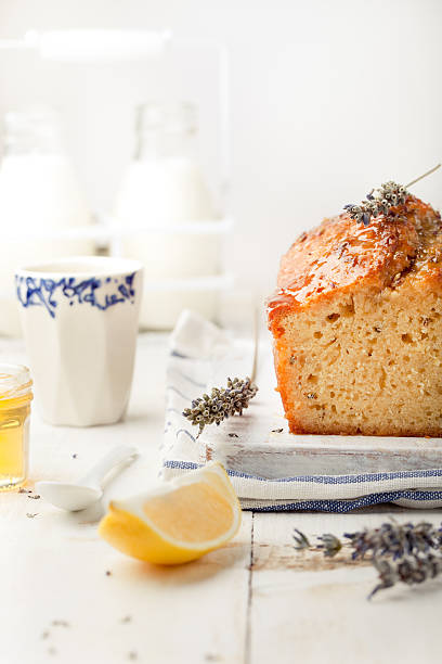 istock Lavender, lemon cake with fresh lemons and lavender flowers 495870790