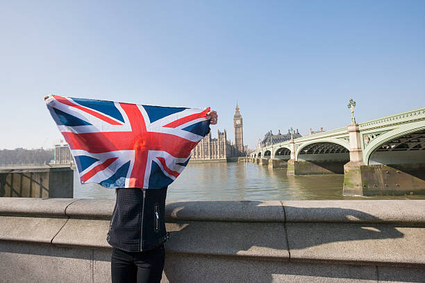 istock Woman holding British flag Against Big Ben 495871697