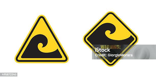 Waves Hazard Sign Stock Illustration - Download Image Now - Danger, Tsunami, Yellow