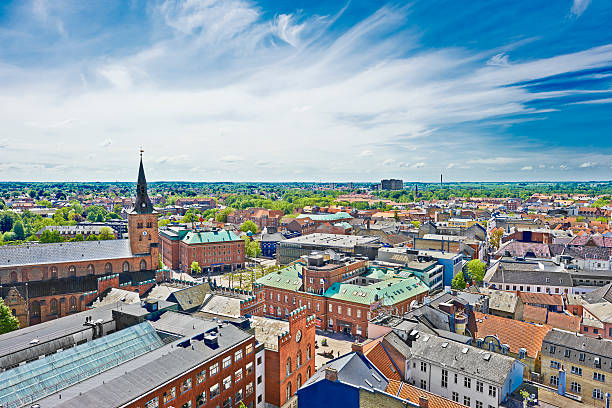 rathaus und die kathedrale in odense - odense stock-fotos und bilder