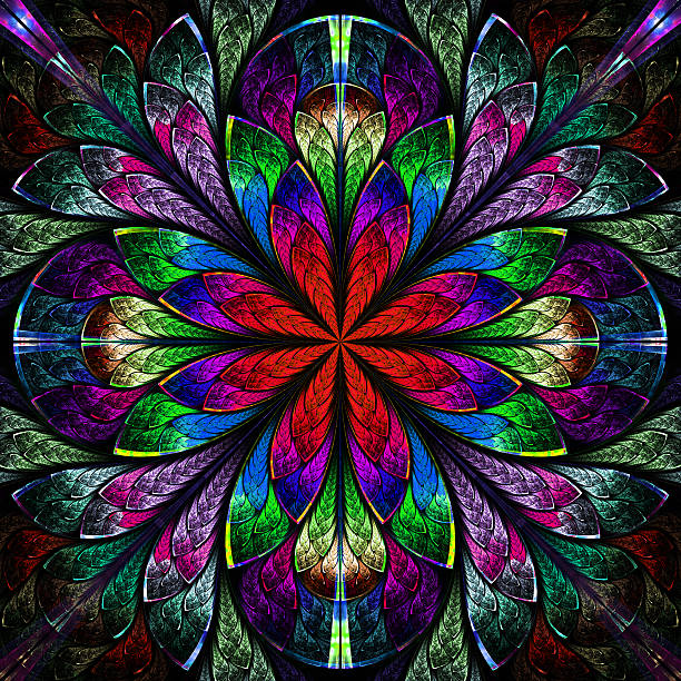 istock Multicolor beautiful fractal in stained glass window style. Comp 495876922