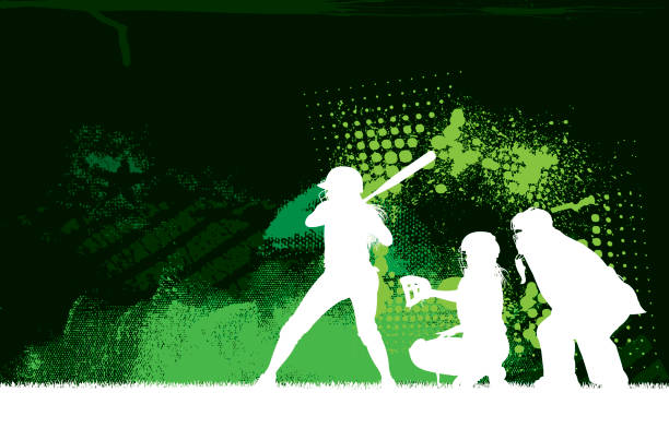 ilustrações de stock, clip art, desenhos animados e ícones de softbol rebatedor grunge gráfico-fundo de raparigas - baseball catcher baseball umpire batting baseball player