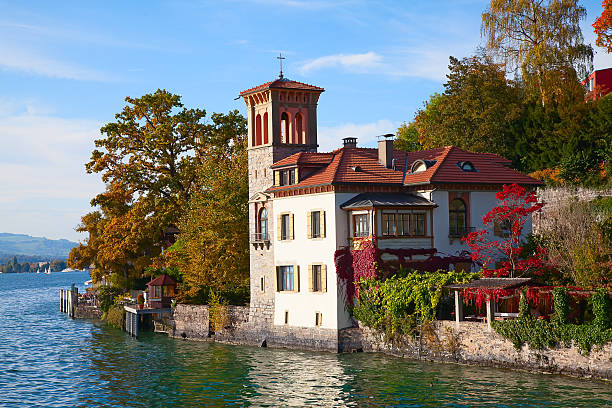 oberhofen - lake thun swiss culture switzerland berne 뉴스 사진 이미지