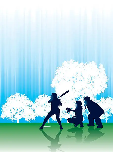 Vector illustration of Softball Background, Batter, Catcher Umpire