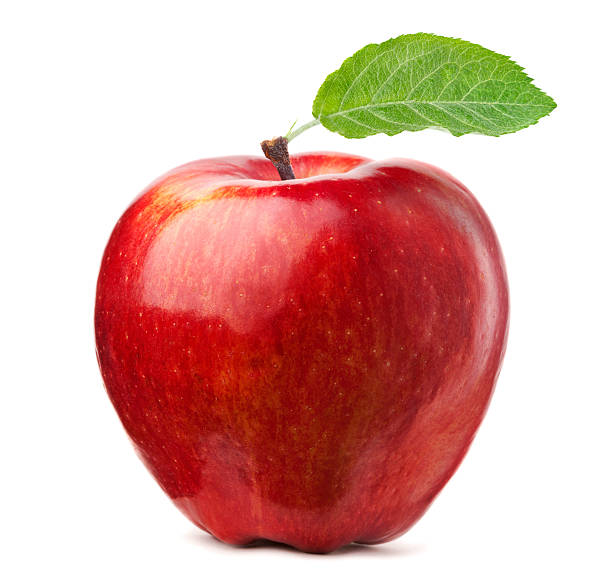 Red apple Red apple with leaf isolated on white background apple pie photos stock pictures, royalty-free photos & images