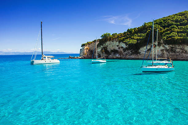 Beautiful bay in Greece Beautiful seascape, Antipaxos island, Greece halkidiki stock pictures, royalty-free photos & images