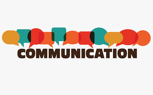 stockillustraties, clipart, cartoons en iconen met word "communication" with colorful dialog speech bubbles. communication vector concept - eén woord