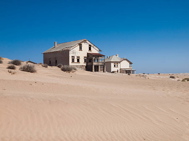 Kolmanskop Ghost Town in Namibia Kolmanskop Ghost Town near old diamond mines in southern Namibia with devasted houses filled with sand. kolmanskop namibia stock pictures, royalty-free photos & images