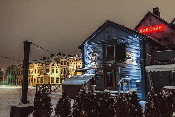Oulu, Finland - December 23, 2014: Restaurant buildings in Oulu Finland 