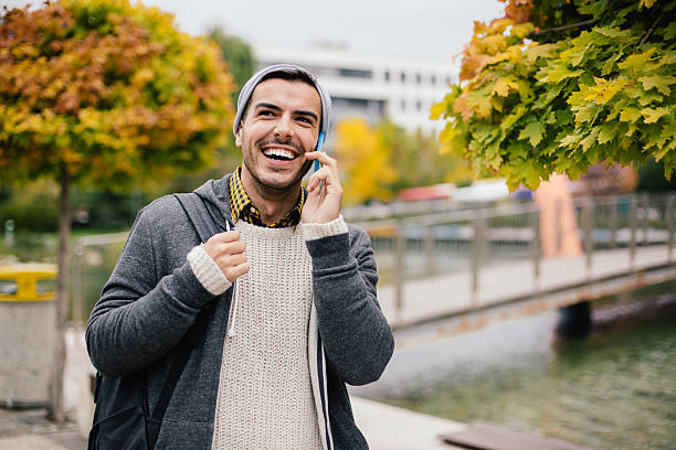 istock Man talking on the phone at autumn 495900258