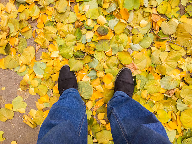 istock Feet on autumn leaves. 495900390