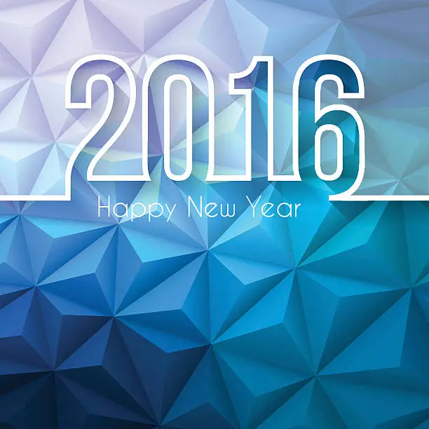 Vector illustration of happy new year 2016 - Low Poly, Abstract Background