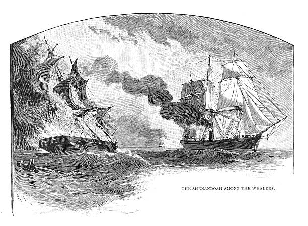 The Shenandoah among the whalers The Shenandoah among the whalers sinking ship pictures pictures stock illustrations
