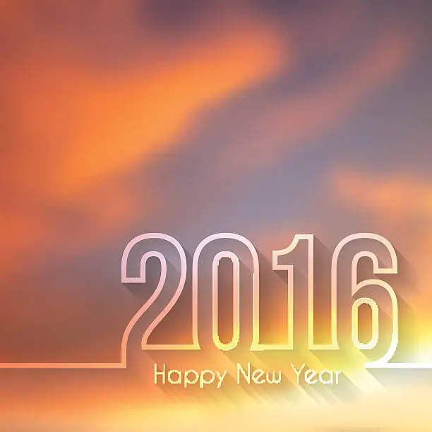 Vector illustration of happy new year 2016 - Beautiful Sky