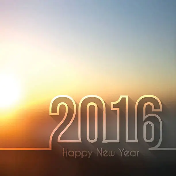 Vector illustration of happy new year 2016 - Blurred Sunset or Sunrise