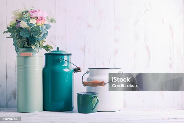 Morning Kitchen Still Life Stock Photo - Download Image Now - Kitchen, Old-fashioned, Flower