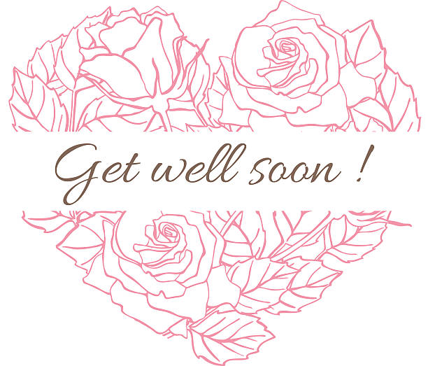 Get well soon. Friendly vector vintage card with flower drawing Get well soon. Friendly vector vintage card with flower drawing. get well soon stock illustrations
