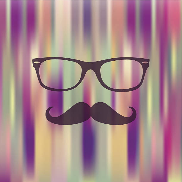 Hipster symbol colorful blurred effect background Hipster style card with colorful blurred effect background. Retro elements design. EPS10 vector file with transparency layers. background of the cool guy wearing sunglasses stock illustrations