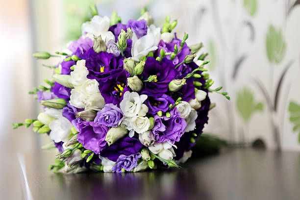 Purple mixed spring bridal bouquet