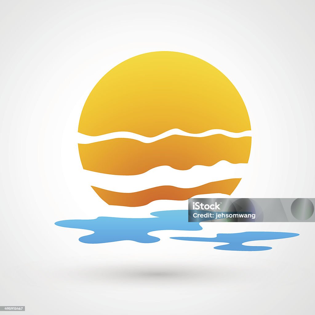 sunset and sea waves icon sunset and sea waves icon vector Abstract stock vector